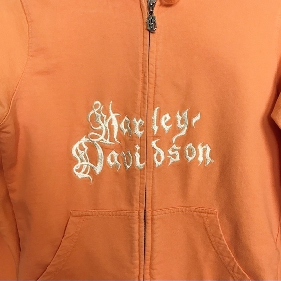 Harley-Davidson orange hoodie HD zipper embroider - Picture 2 of 8